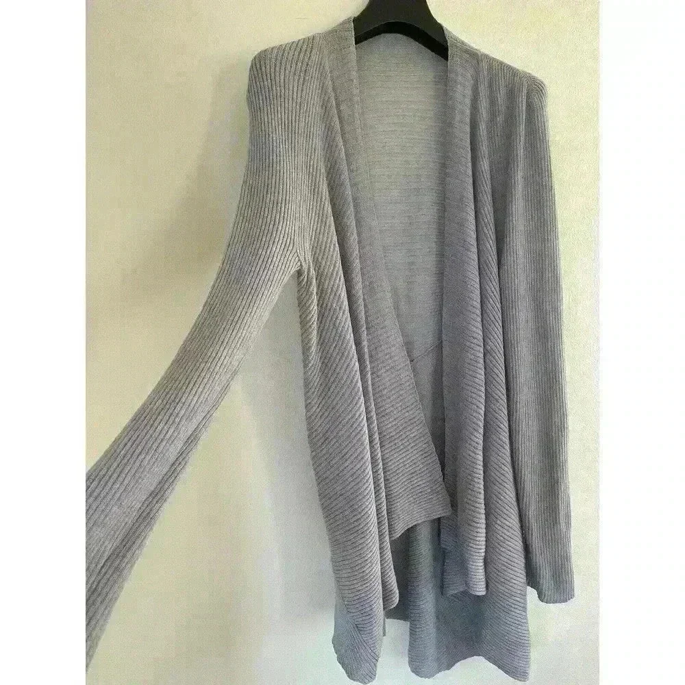 EILEEN FISHER Lavender Wool Cardigan Ribbed Size XS